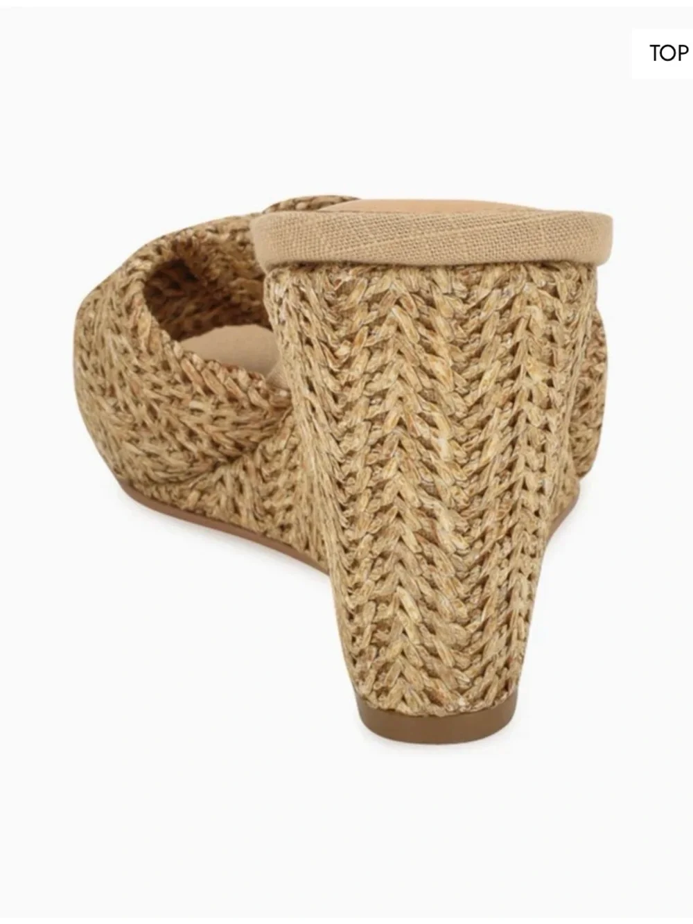 Nine West Nude Raffia Open-Toe Wedge Sandals NEW In the Box